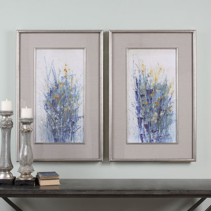 Indigo Florals - Framed Art (Set of 2) - Blue