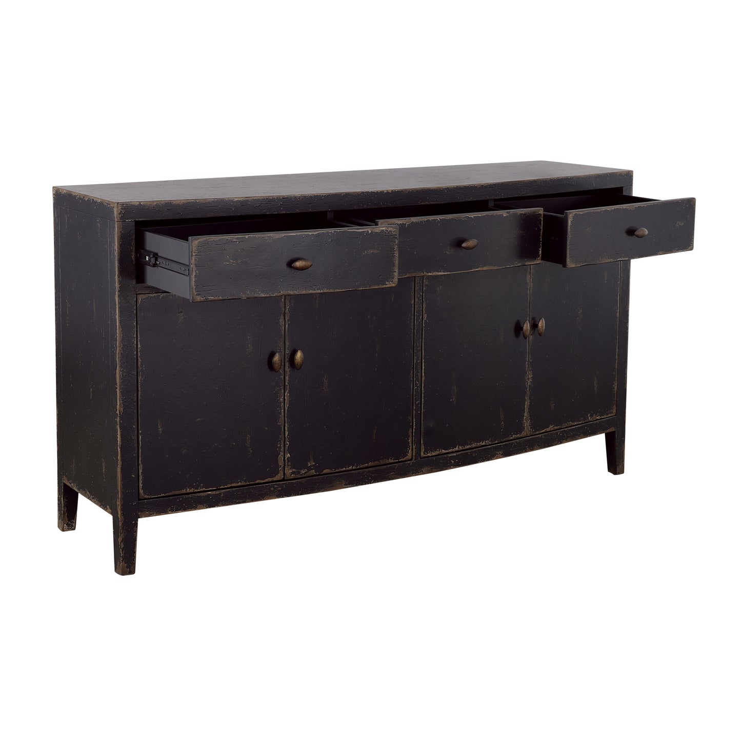 Gibson - Four Door Three Drawer Credenza - Coal / Brown