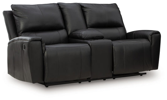 Glossmore - Reclining Loveseat With Console - Black