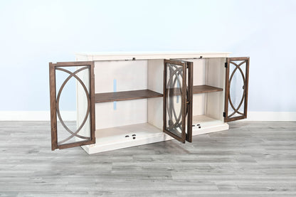 78" Media Console - Buckskin / Marble White