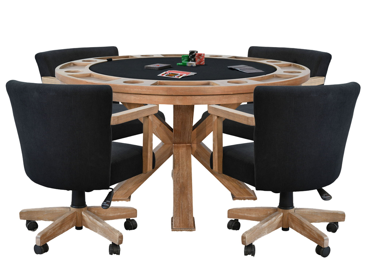 5 Piece Reversible Game And Dining Poker Table Set - Oak Grove