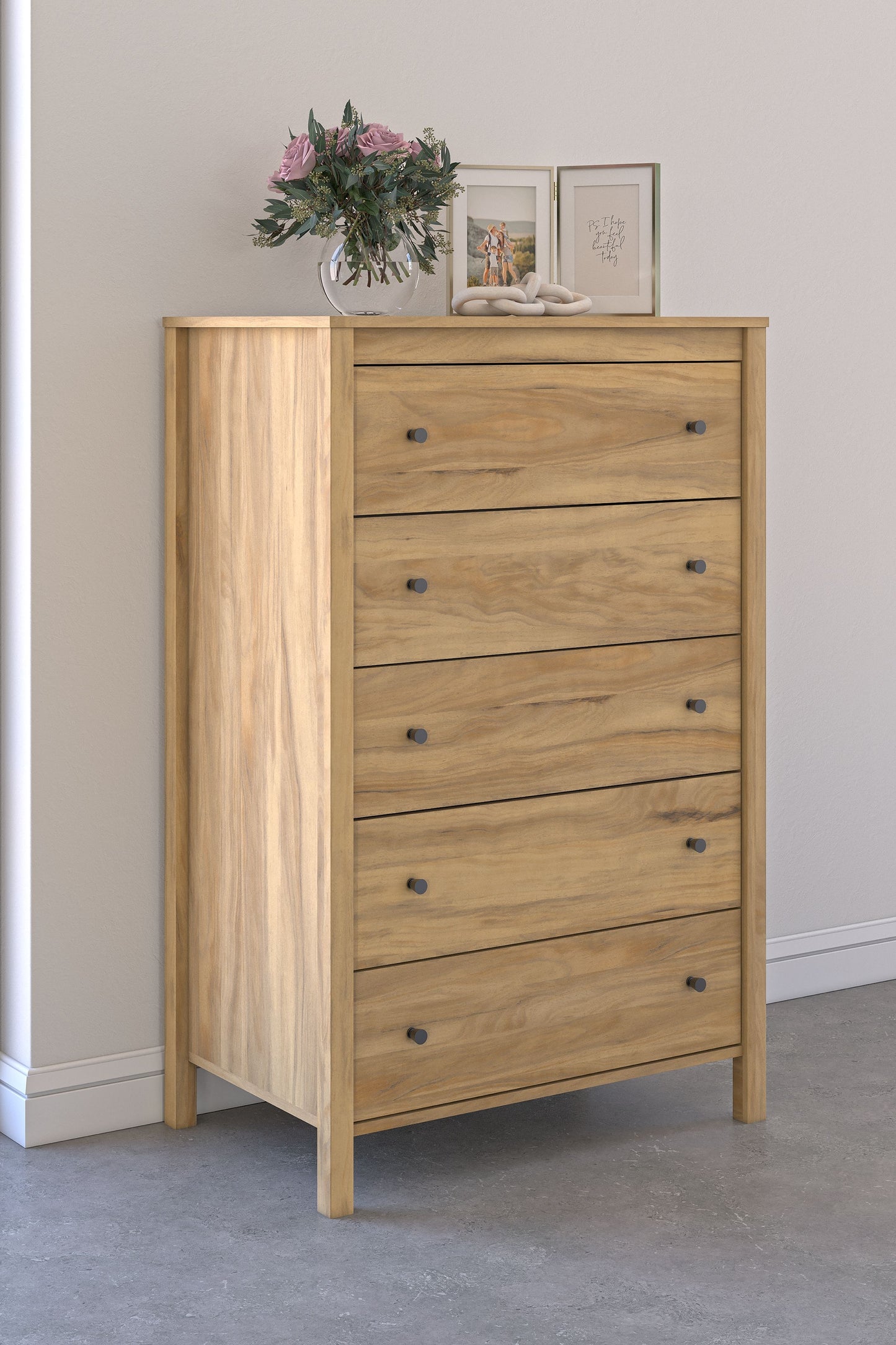 Bermacy - Light Brown - Five Drawer Chest