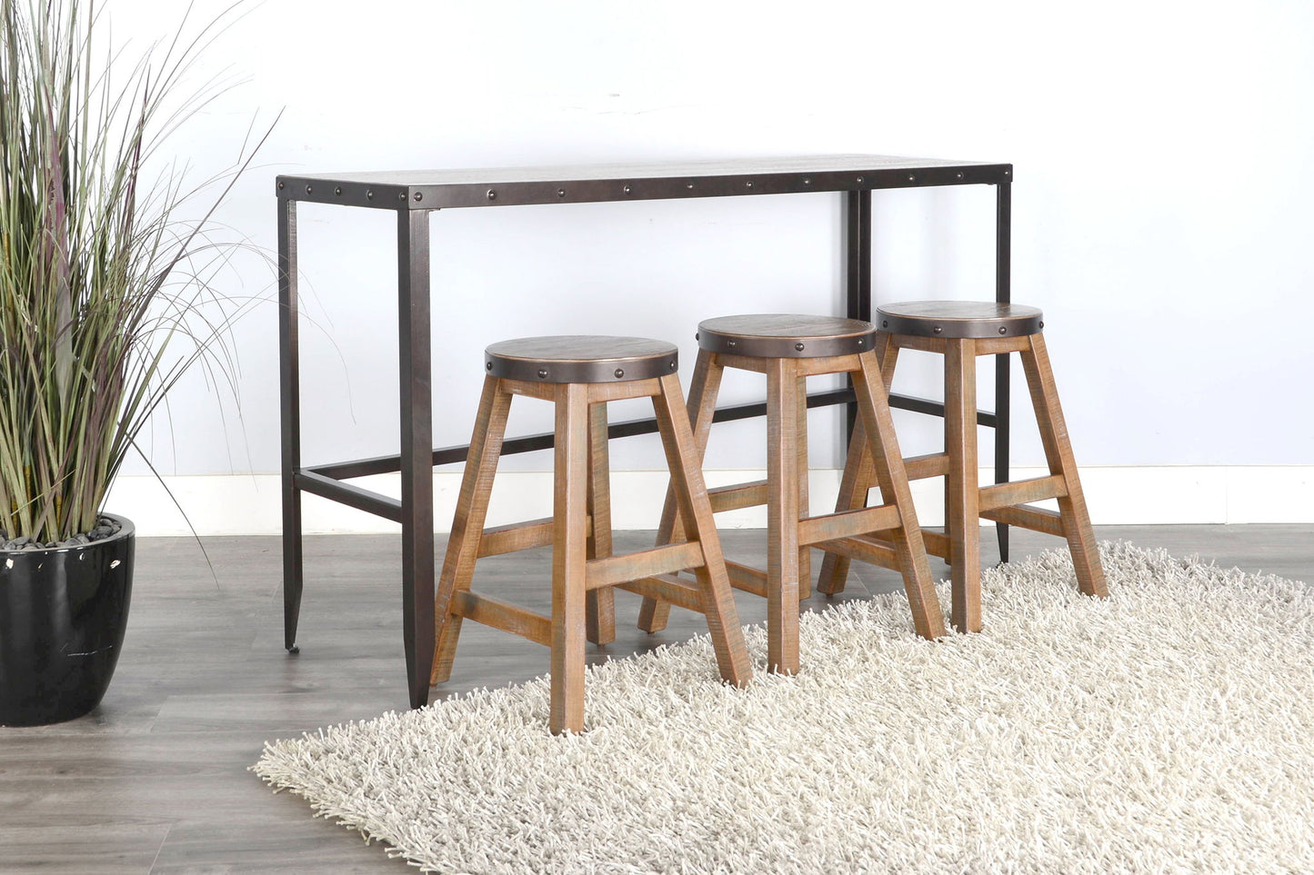 San Diego - Wood And Metal Sofa Bar Table - Antique Brown