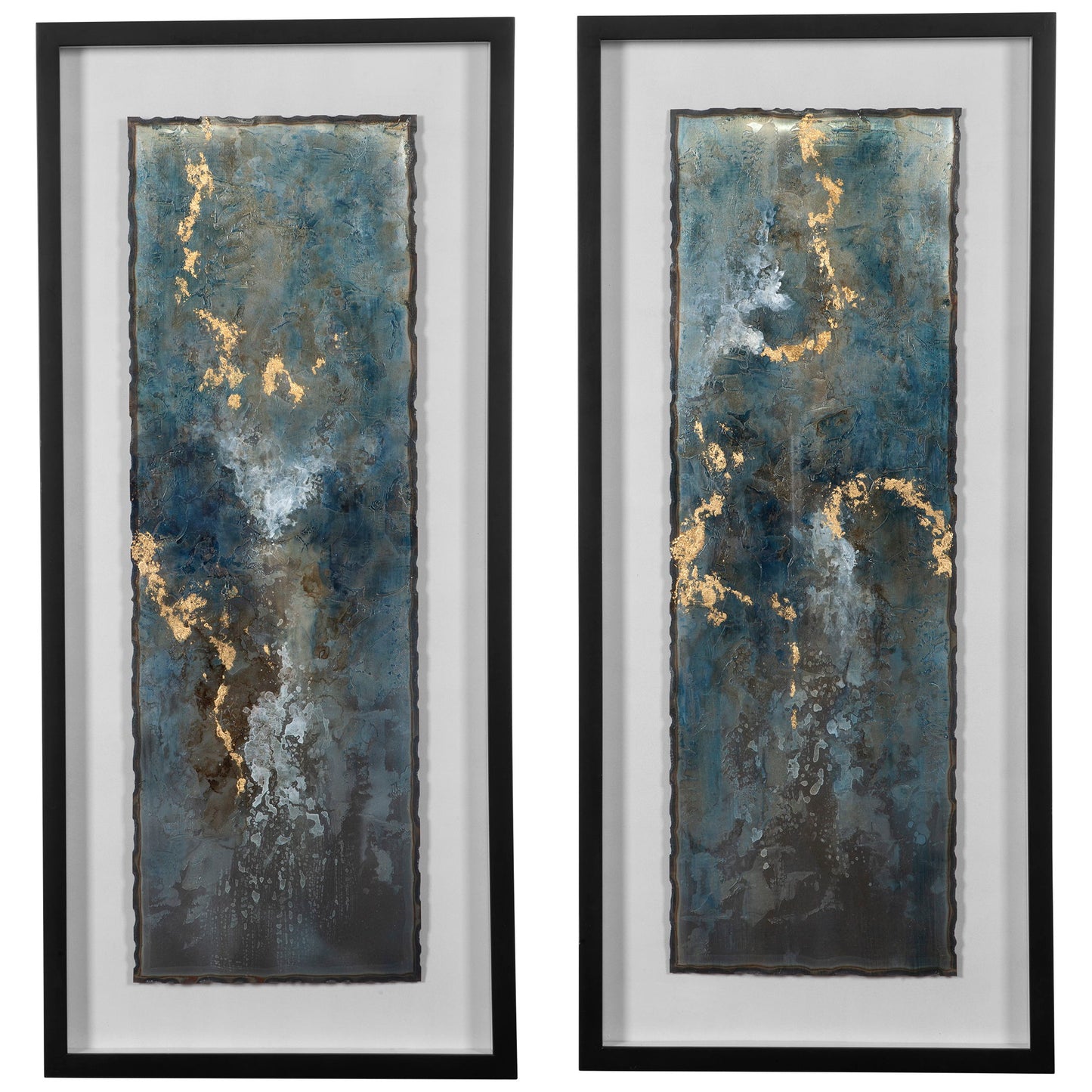 Glimmering Agate - Abstract Prints (Set of 2) - Blue