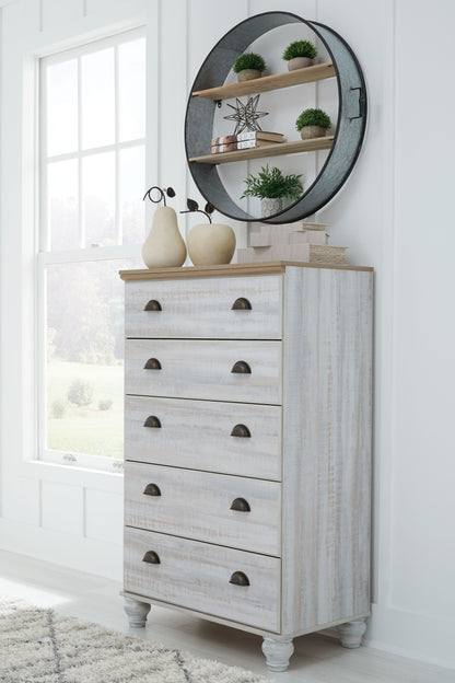 Haven Bay - Brown / Beige - Five Drawer Chest