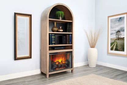 Arched Bookcase With Electric Fireplace