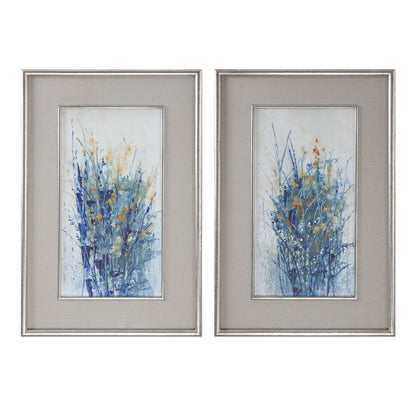 Indigo Florals - Framed Art (Set of 2) - Blue