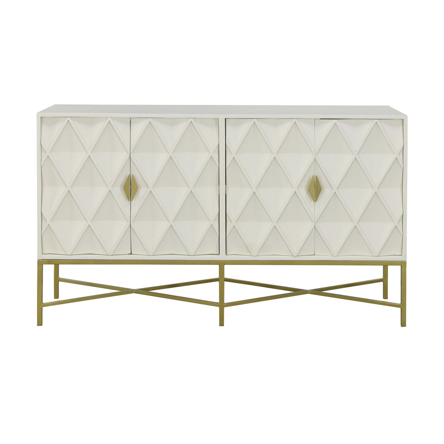 Selena - Four Door Credenza - Truffle Cream / Gold