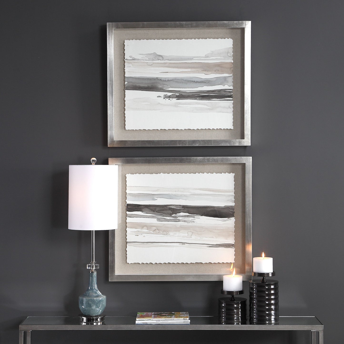 Neutral - Landscape Framed Prints (Set of 2) - Pearl Silver