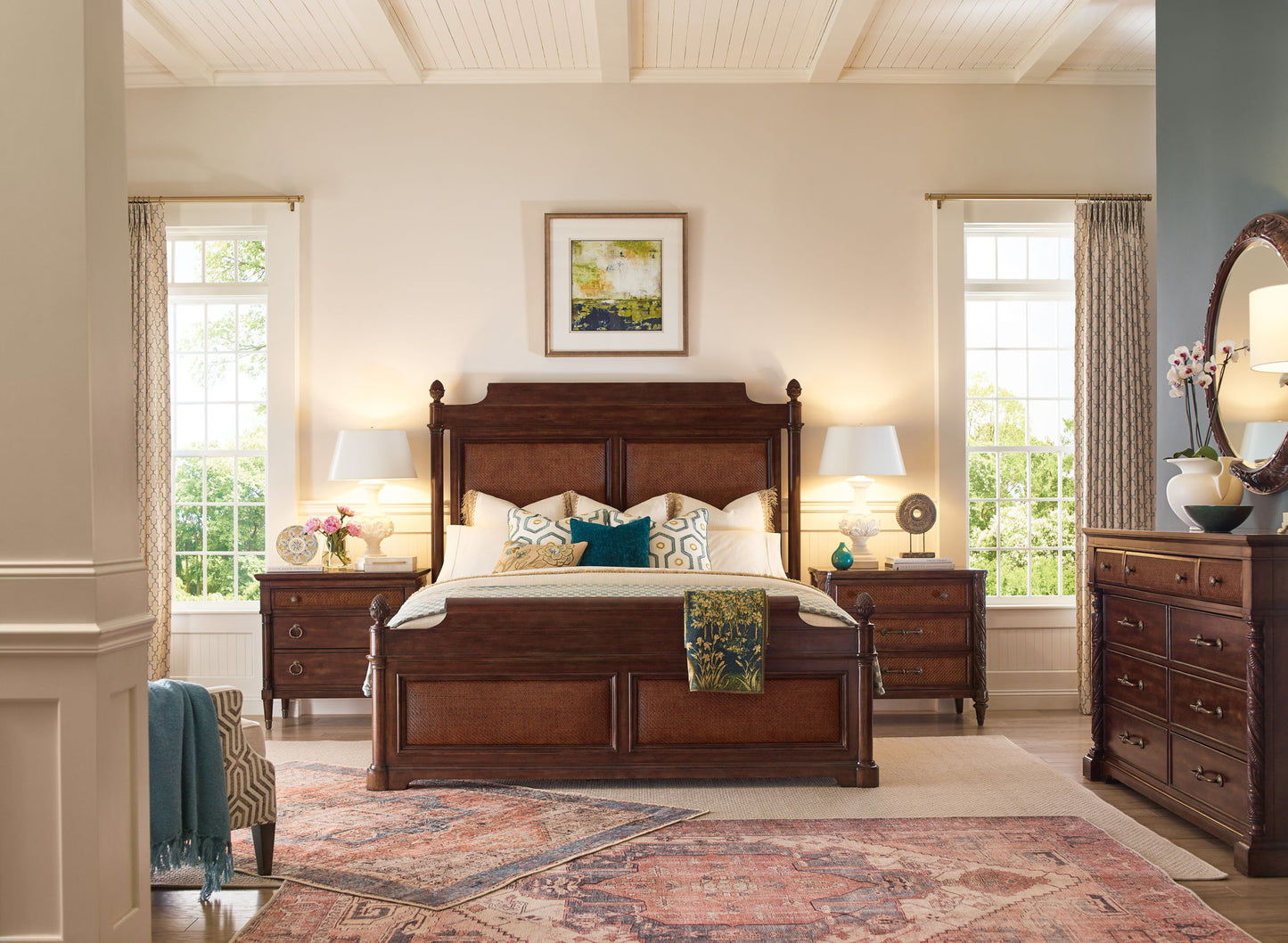 Nouveau Chic - California King Upholstered Bed - Dark Brown