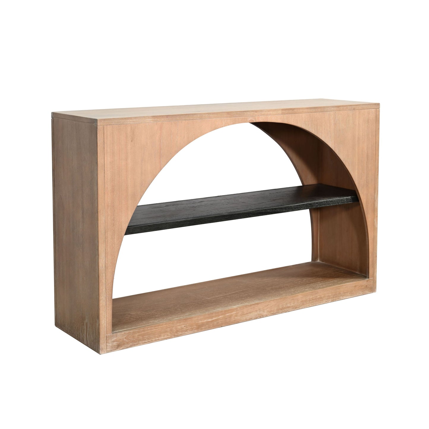 Modern - Wood Sofa Table With Arched Open Shelf Design