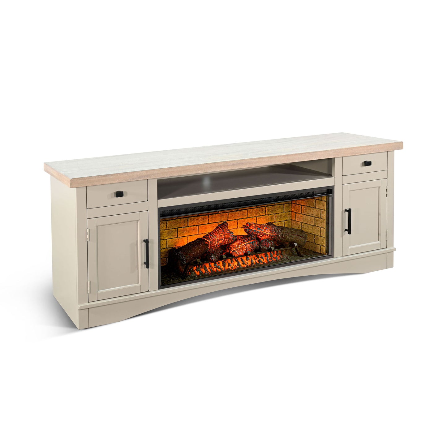 78" Media Console With Electric Fireplace