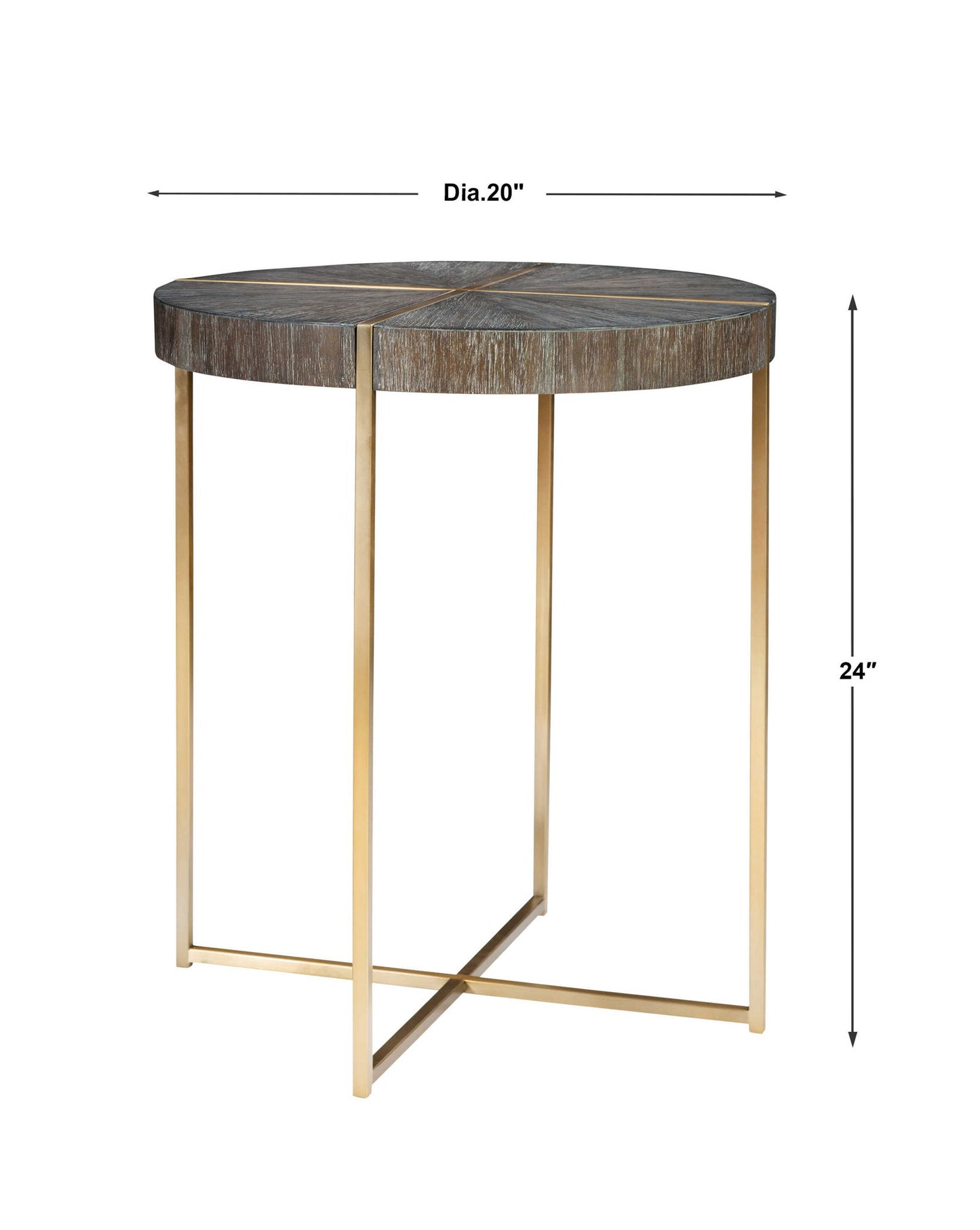 Taja - Round Accent Table - Dark Brown & Gold