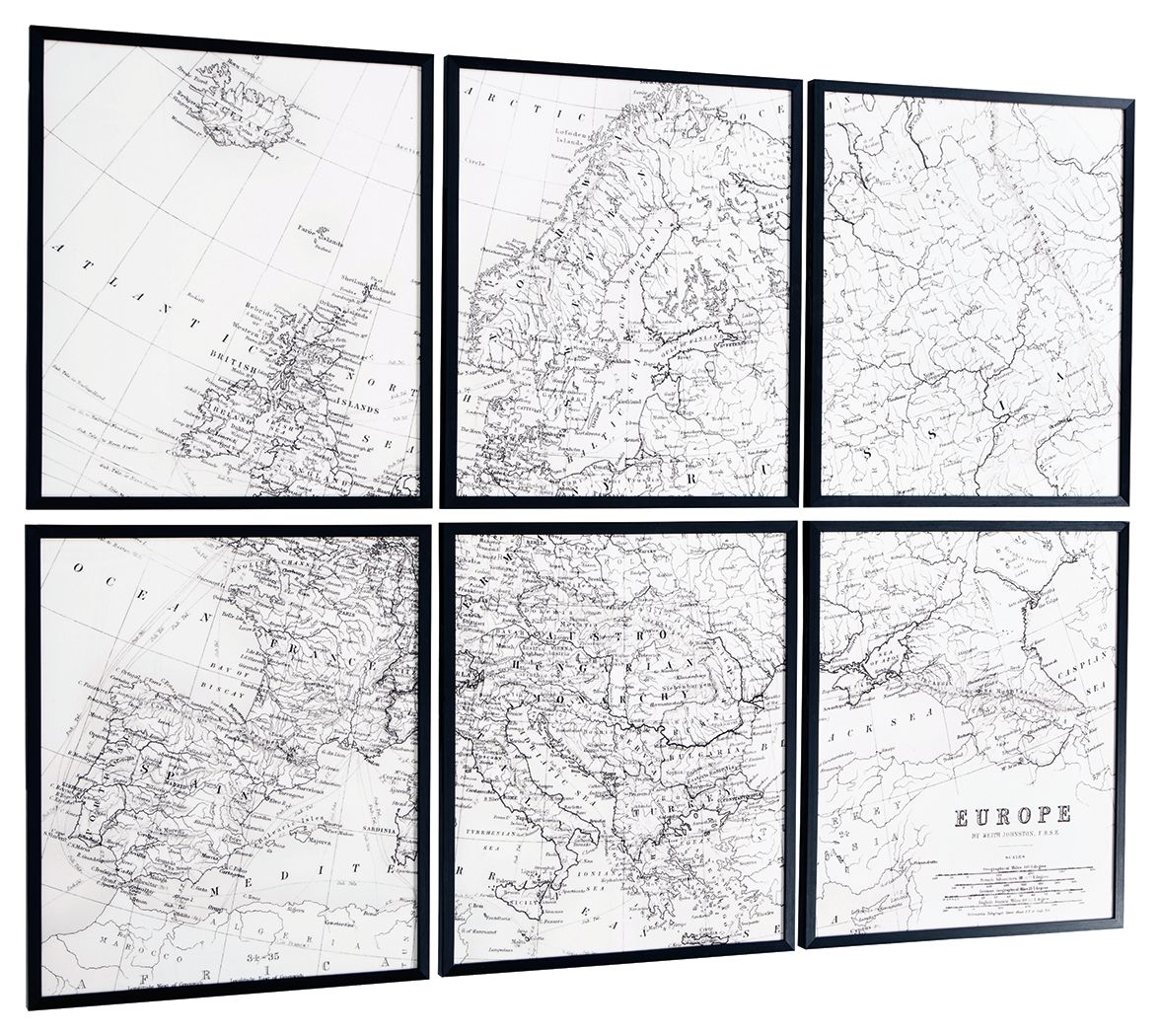 Avanworth - Black / White - Wall Art Set (Set of 6)