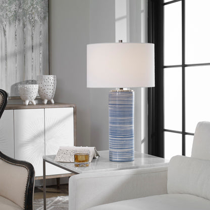 Montauk - Striped Table Lamp - Blue