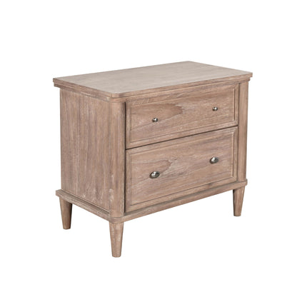Transitional - Natural Wood 2-Drawer Nightstand - Oak Grove