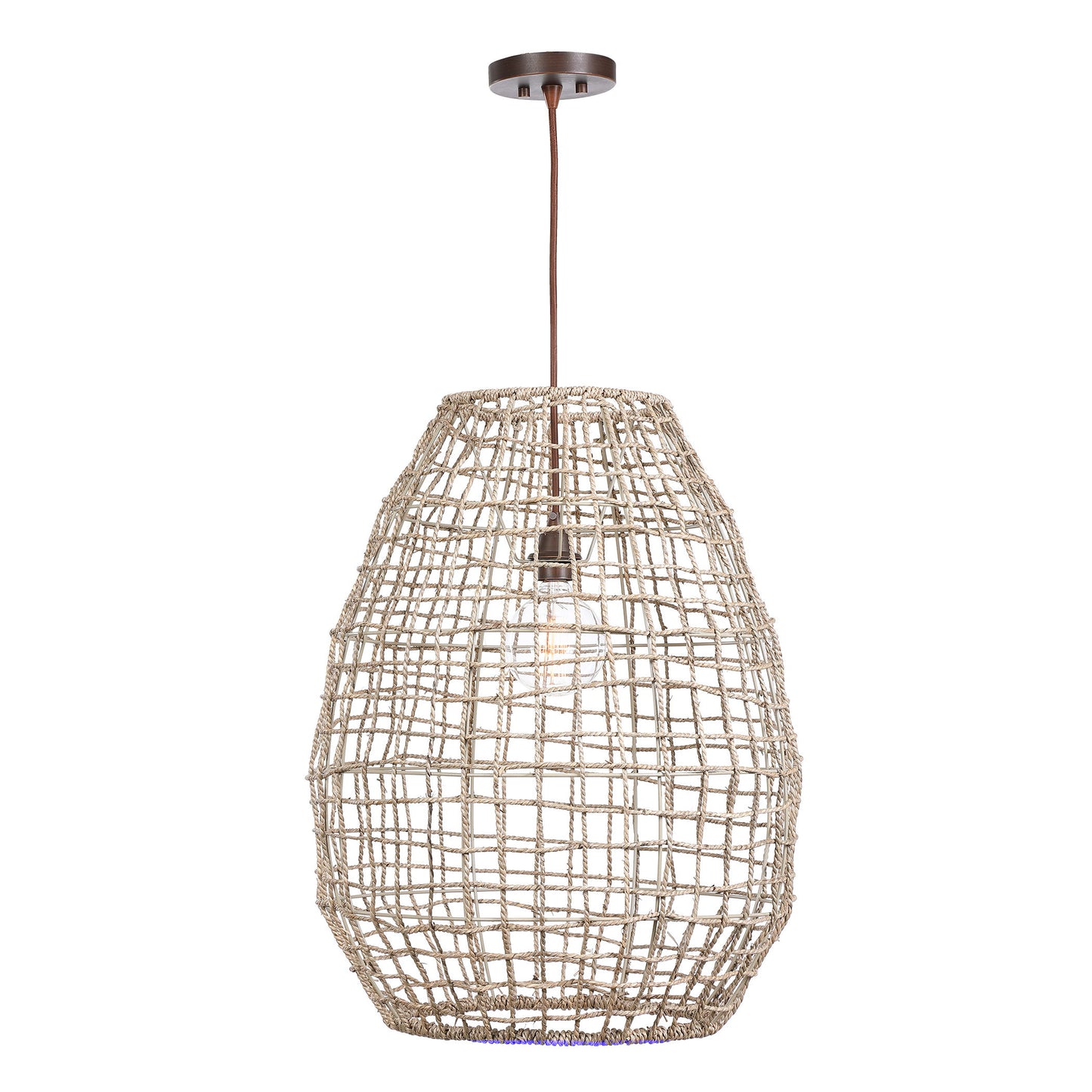 Cross - Weave 1 Light Pendant - Beige