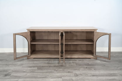 Elena - Modern Wood Display Cabinet With Arched Glass Doors