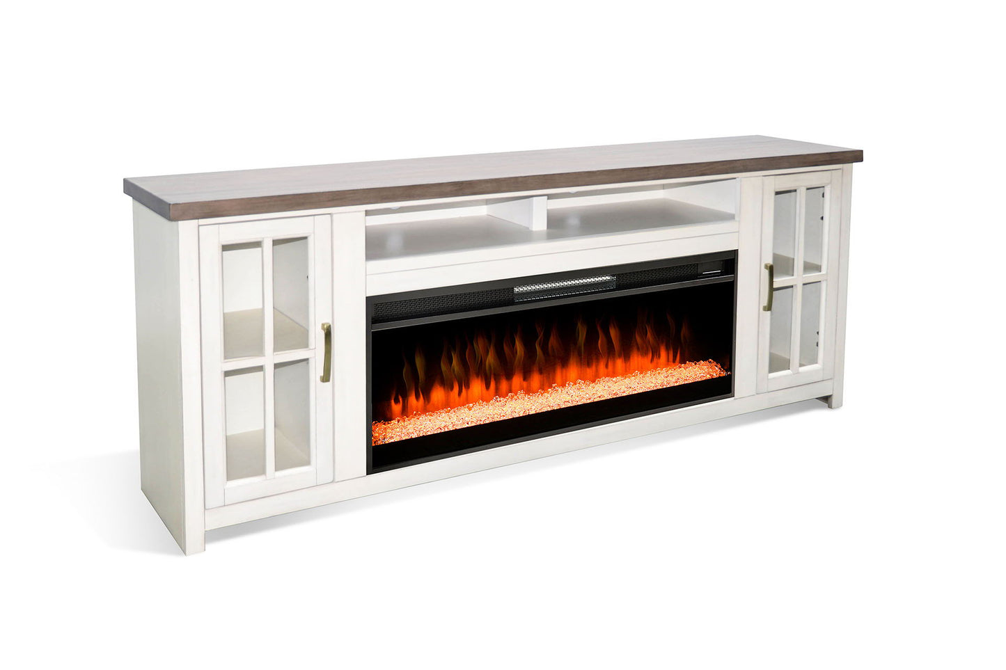 76" Media Console With Electric Fireplace