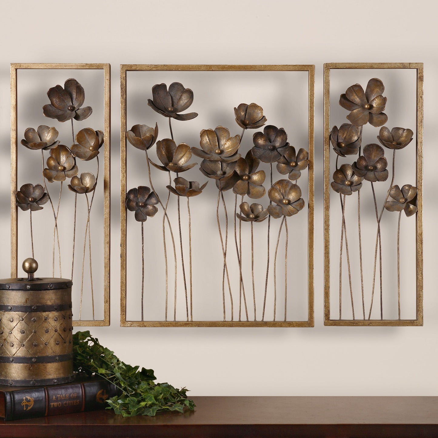 Metal Tulips - Wall Art (Set of 3) - Dark Brown