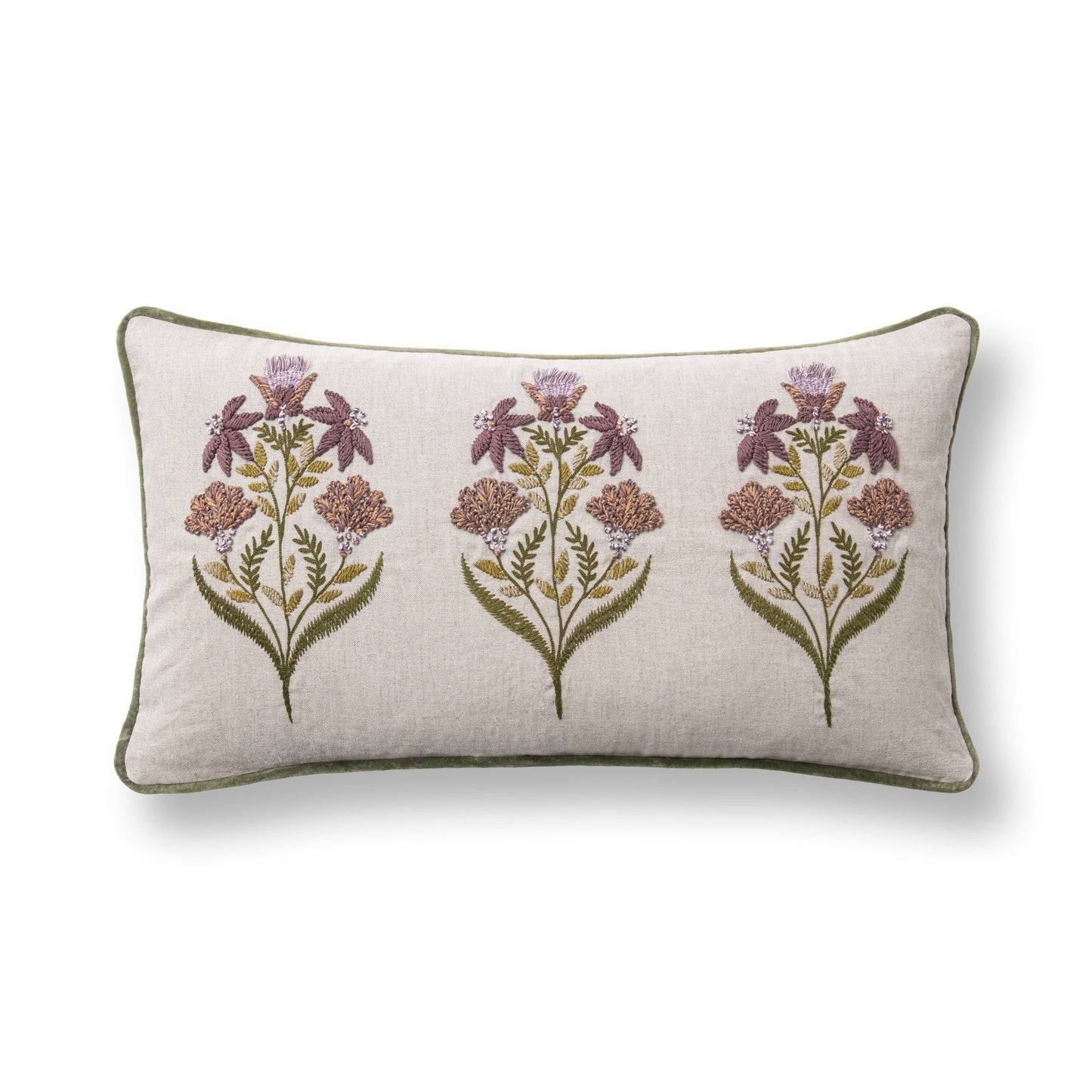 Belcourt - 14" x 26" Pillow - Floral Multi / Olive Green