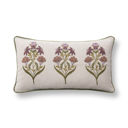 Belcourt - 14" x 26" Pillow - Floral Multi / Olive Green