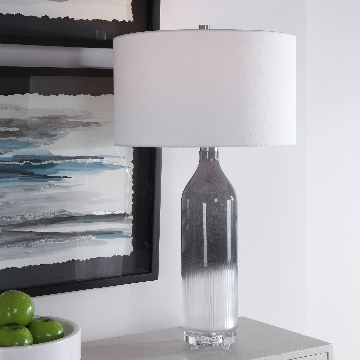 Natasha - Art Glass Table Lamp - Gray & White