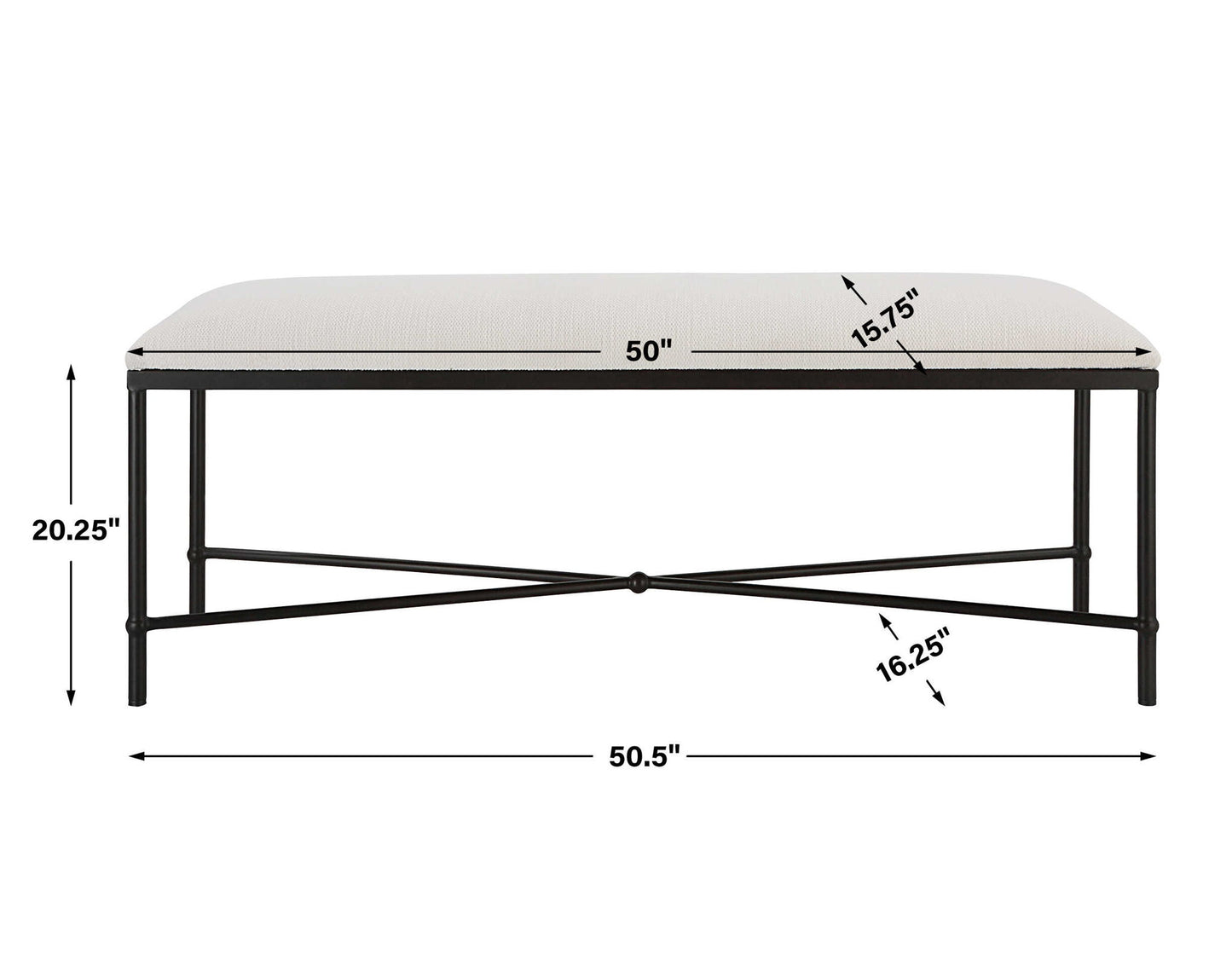 Avenham - Black Framed Bench - White