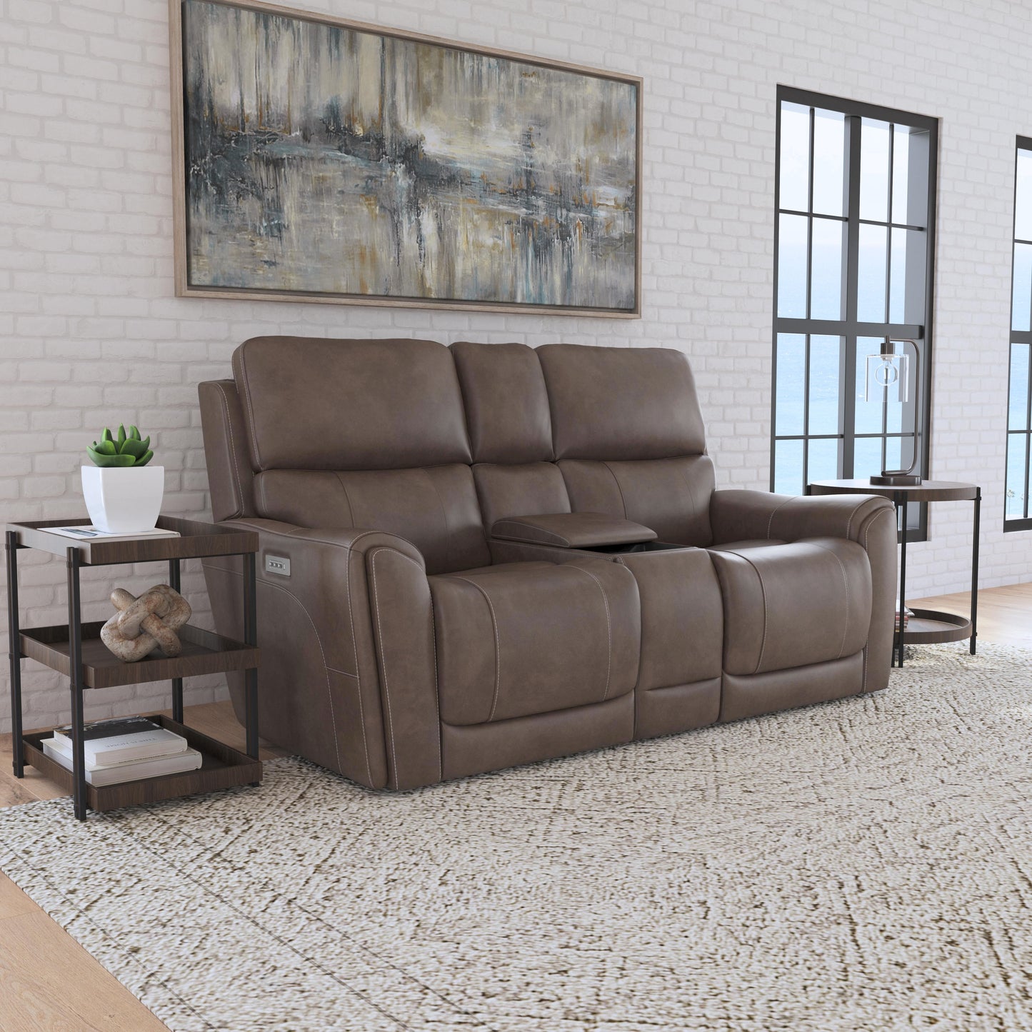 Carter - Power Reclining Loveseat With Console & Power Headrests & Lumbar - Cappuccino