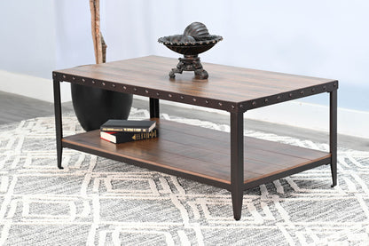 San Diego - Metal & Solid Wood Coffee Table - Brown