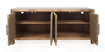 Jordon - Four Door Credenza - Augustine Brown / Jute