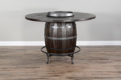 Homestead - Round Pub Table With Wine Barrel Base - Dark Brown