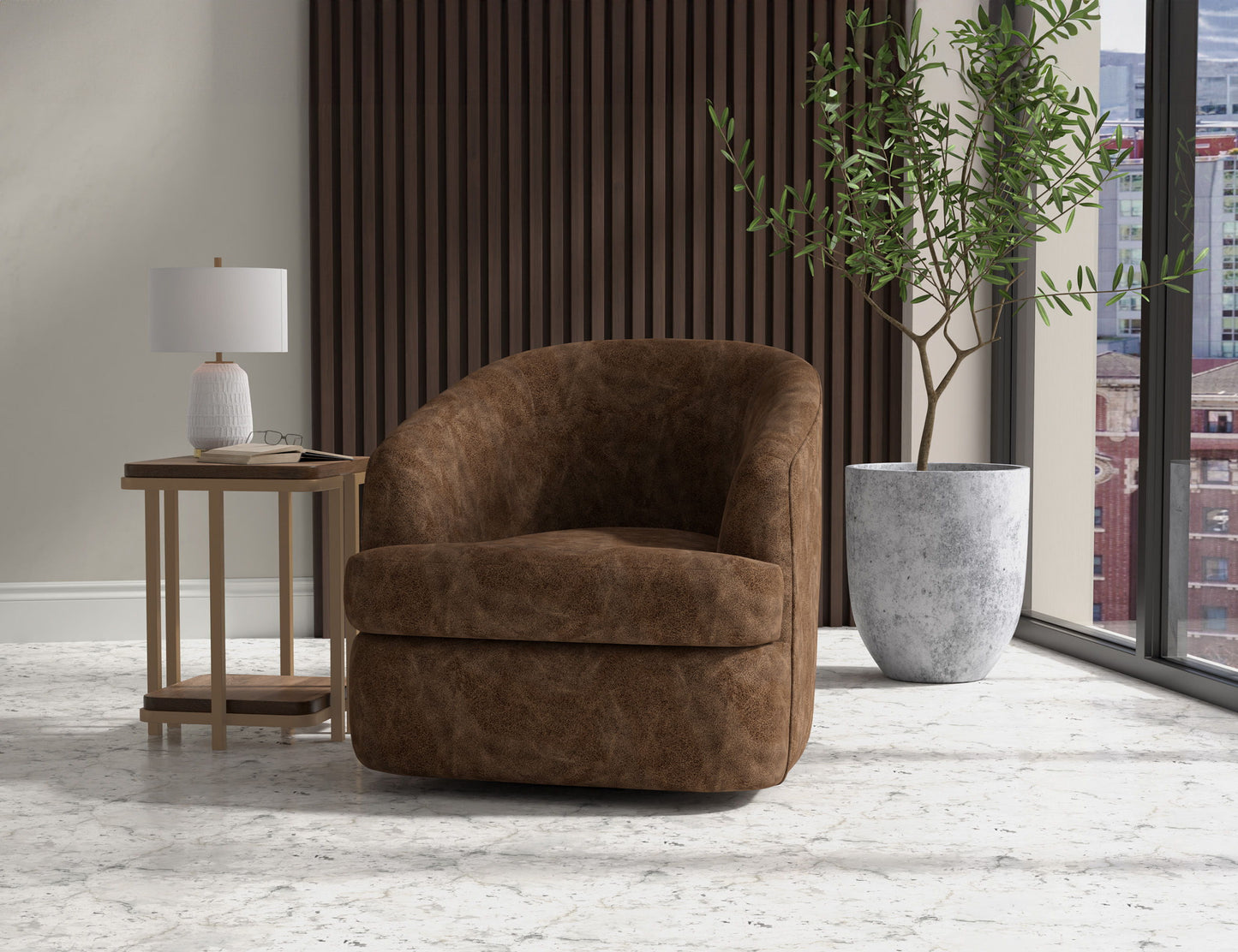 Tumbi - 360 Degree Swivel Accent Chair - Chocolate Brown