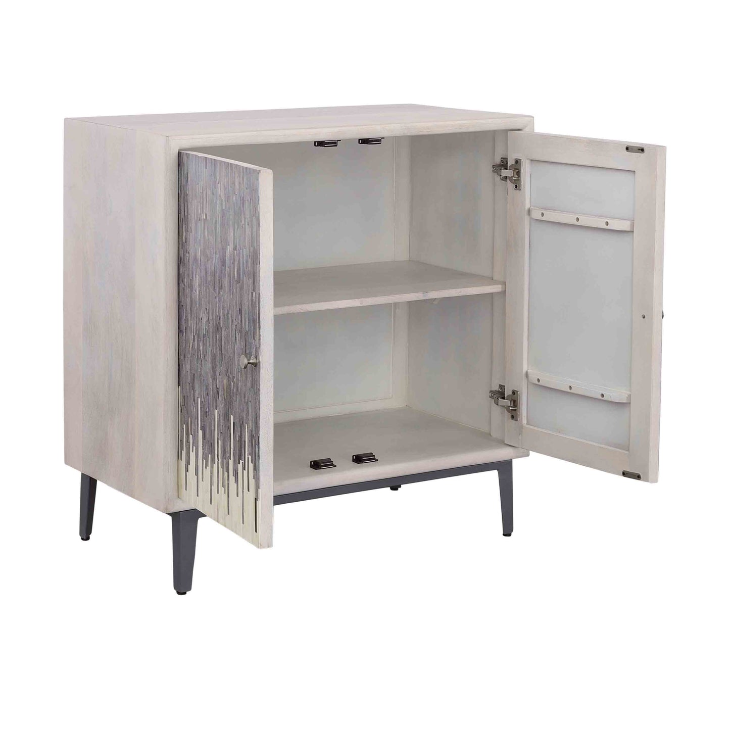 Kai - Bone Inlay Two Door Cabinet - Gray / White Bone Inlay