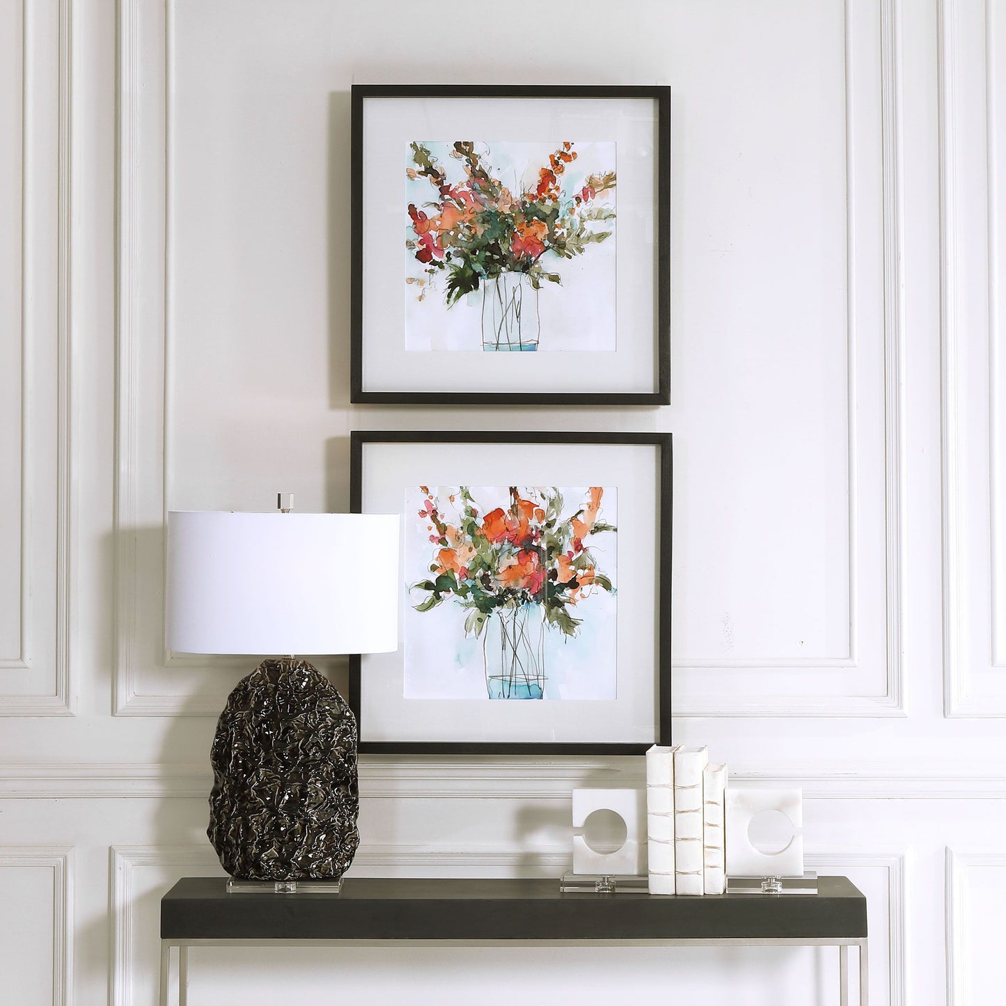 Fresh Flowers - Watercolor Prints (Set of 2) - Beige