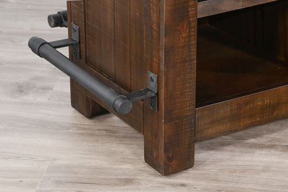 80" Traditional Wood Home 3 Piece Bar Set With Stools - Tobacco Leaf