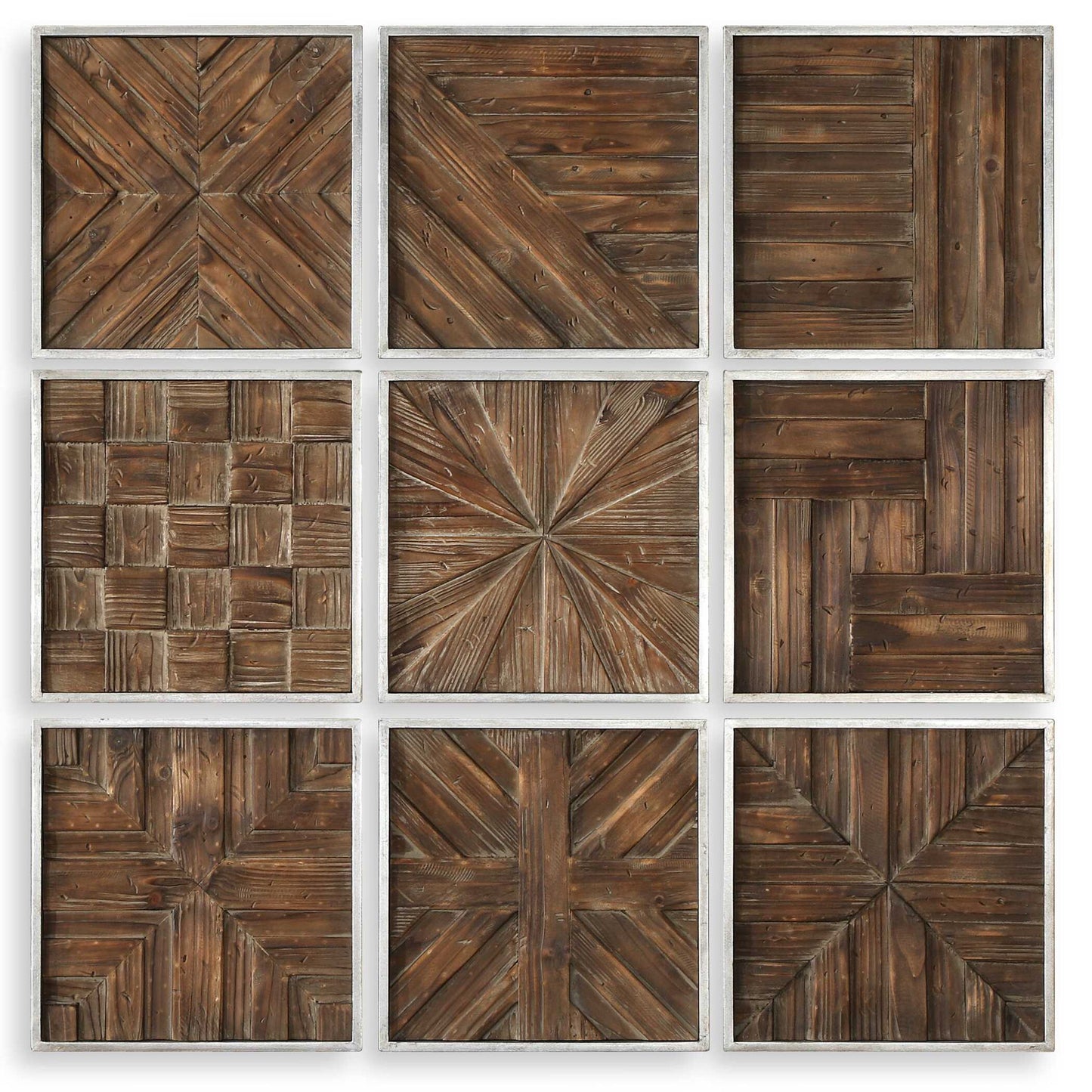 Bryndle - Rustic Wooden Squares (Set of 9) - Dark Brown