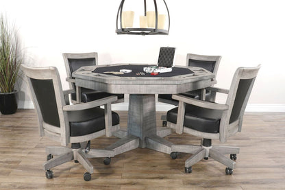 5 Piece Reversible Game And Dining Poker Table Set - Alpine Gray