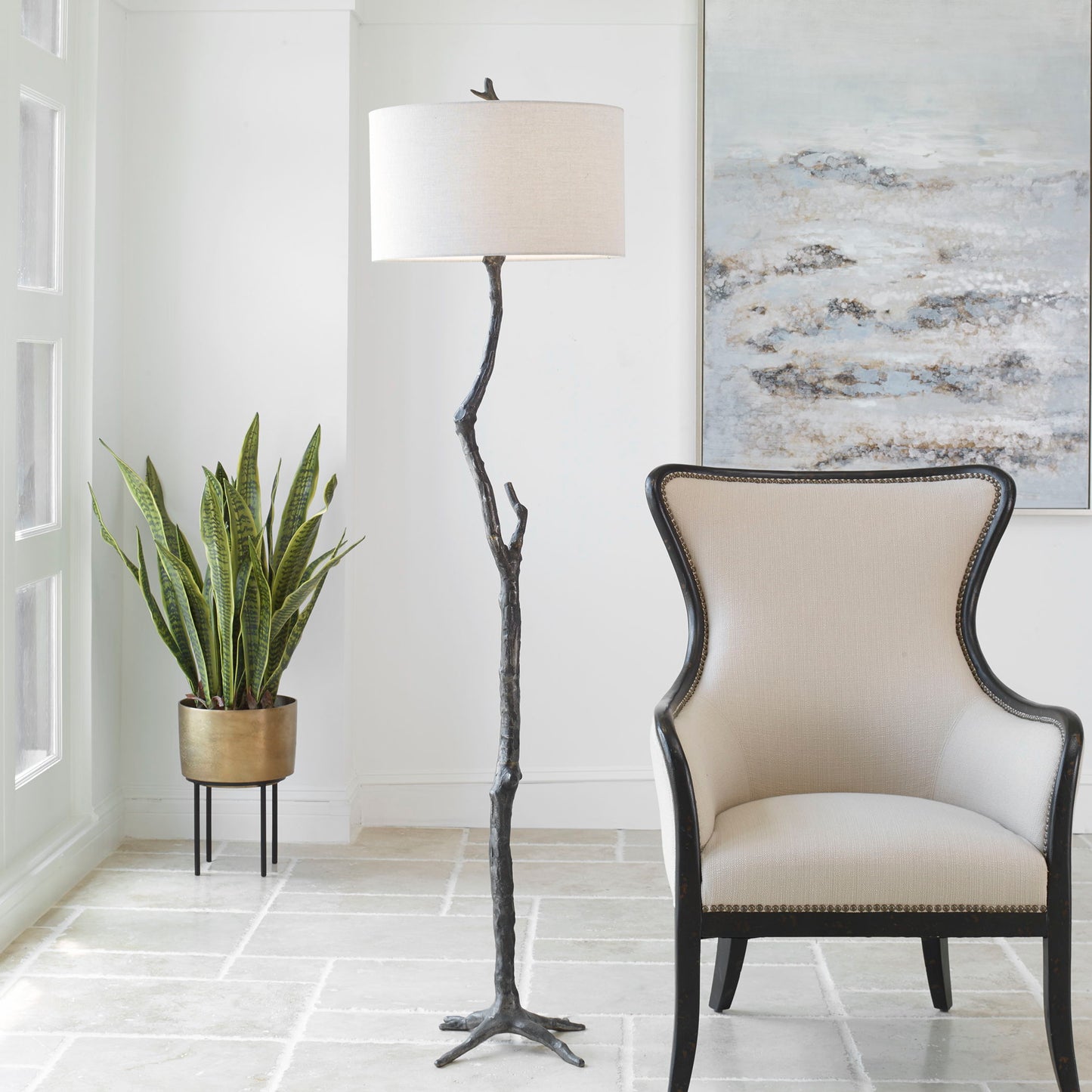 Spruce - Rustic Floor Lamp - Black