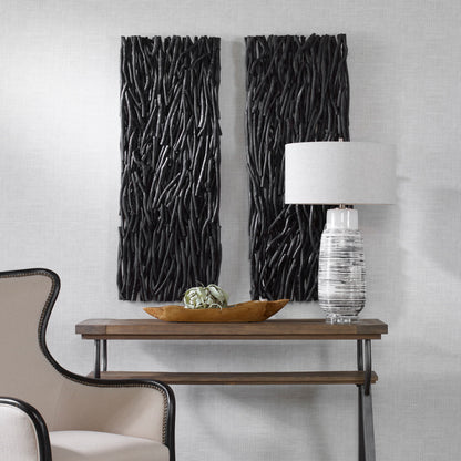 Gathered Teak - Wood Wall Decor - Black