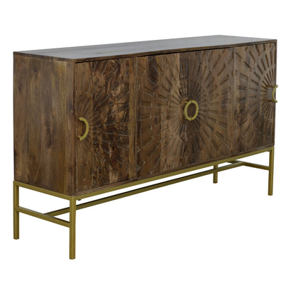 Raelynn - Four Door Credenza - Blazer Brown / Gold