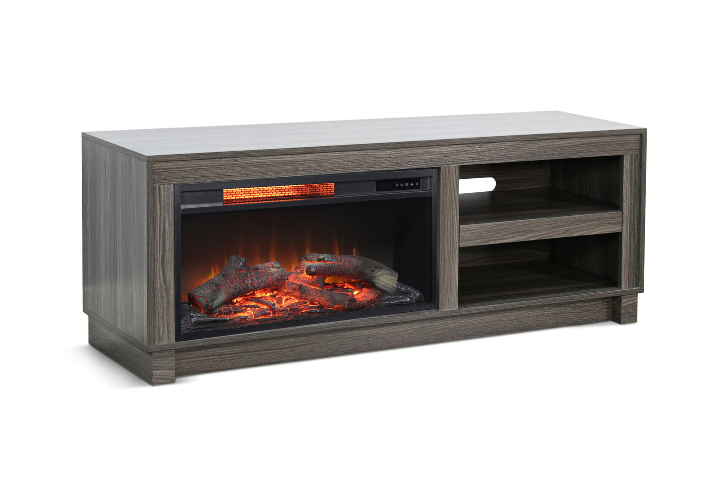 56" Media Console With Faux Crystals Electric Fireplace