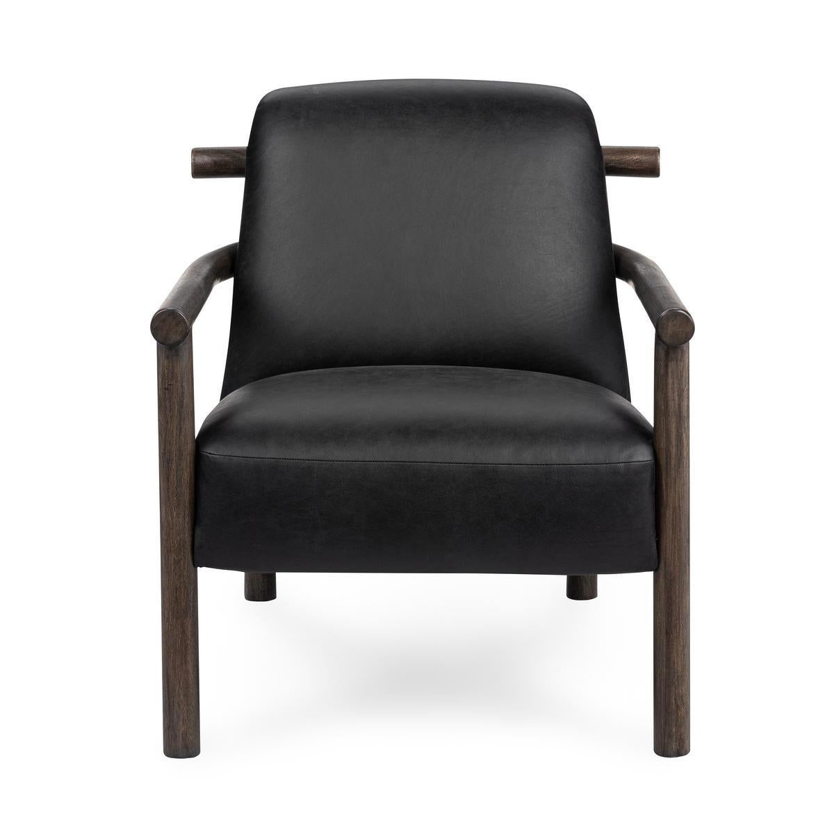 Azoria - Leather Accent Chair - Black