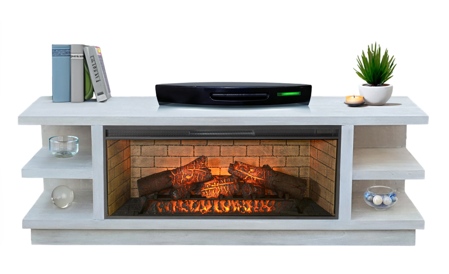 72" Media Console With Electric Fireplace