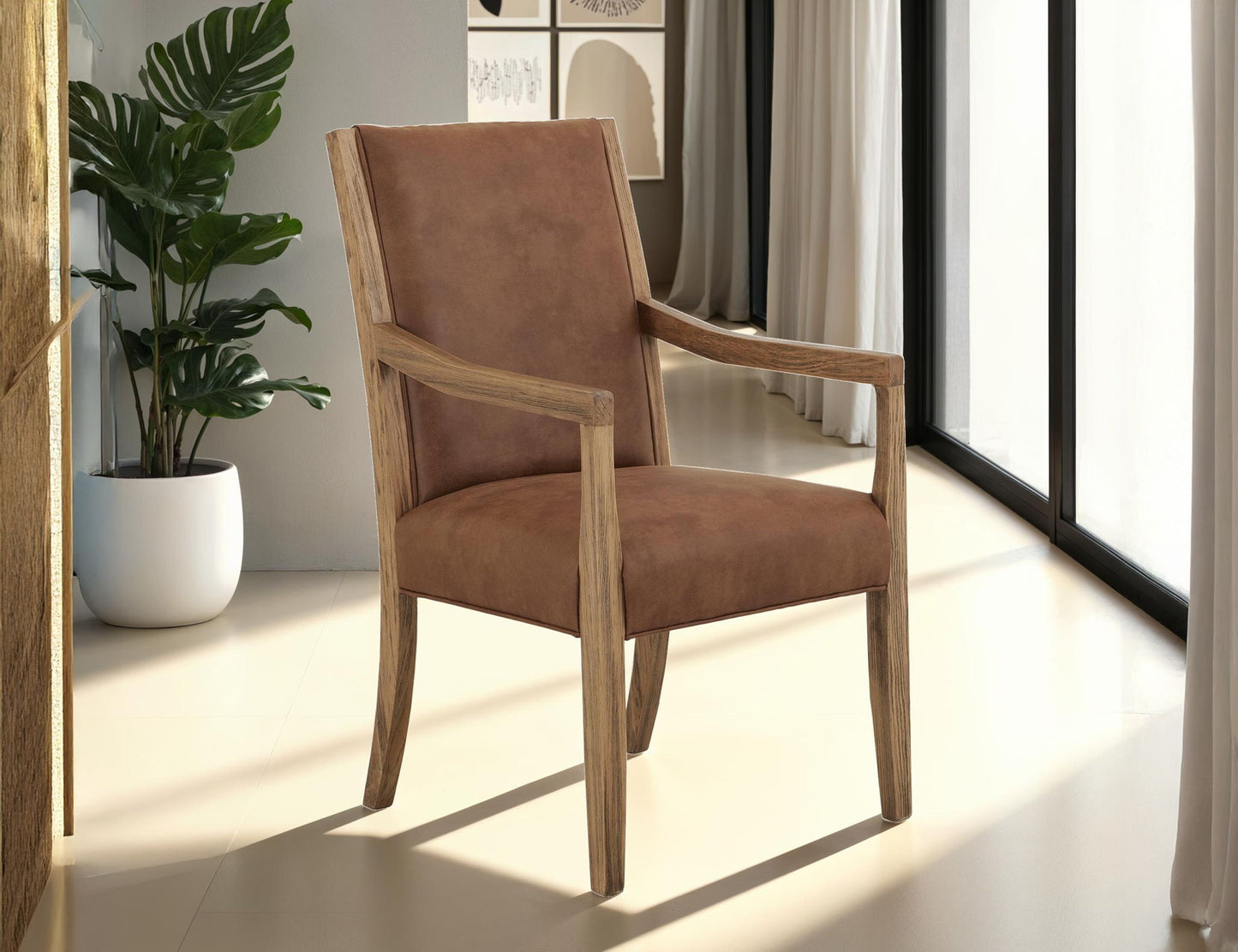 Verona - Upholstered Dining Armchair - Brown