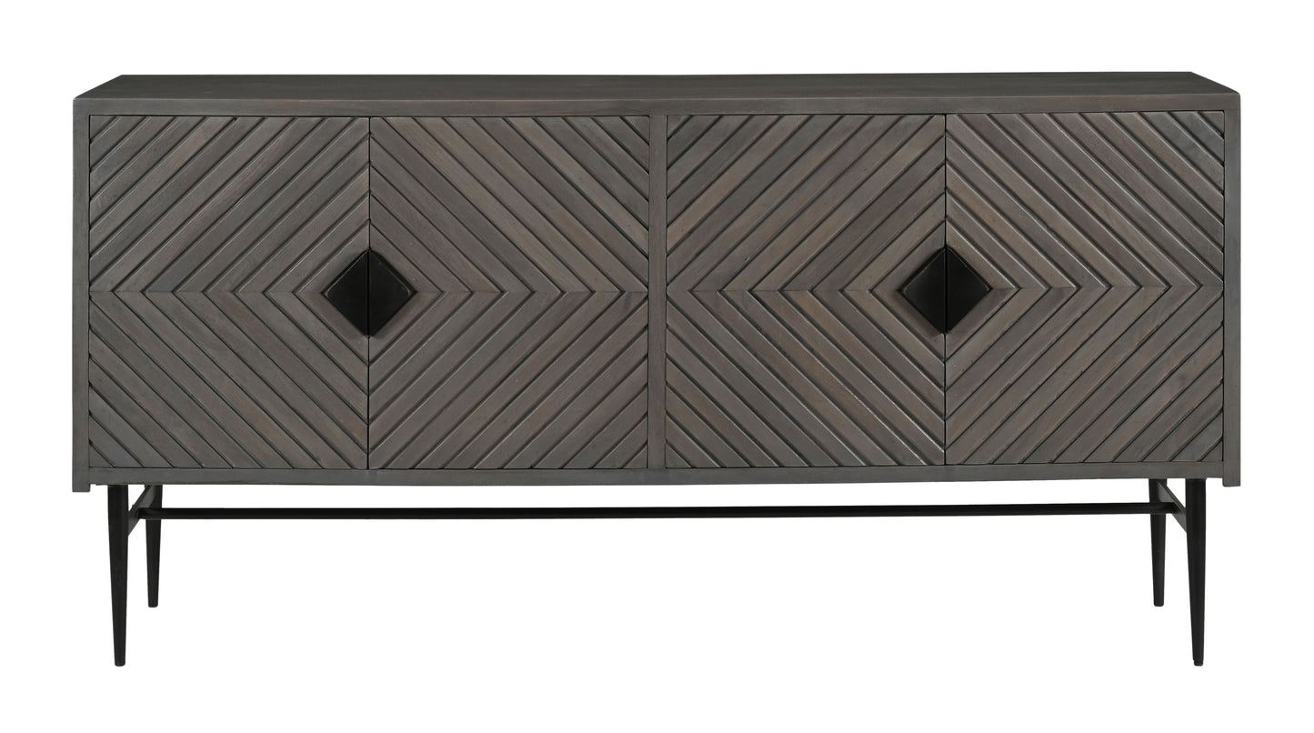 Umbriel - Four Door Credenza - Gray / Black