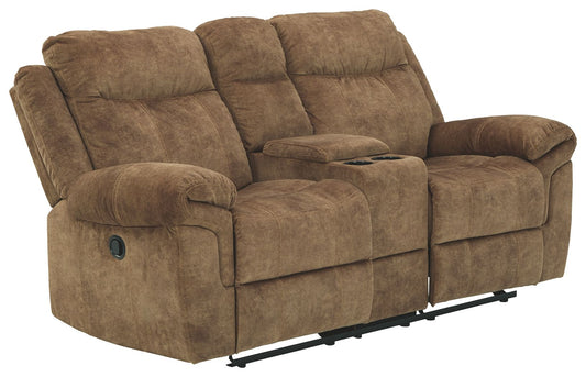 Huddle-up - Nutmeg - Glider Rec Loveseat W/Console