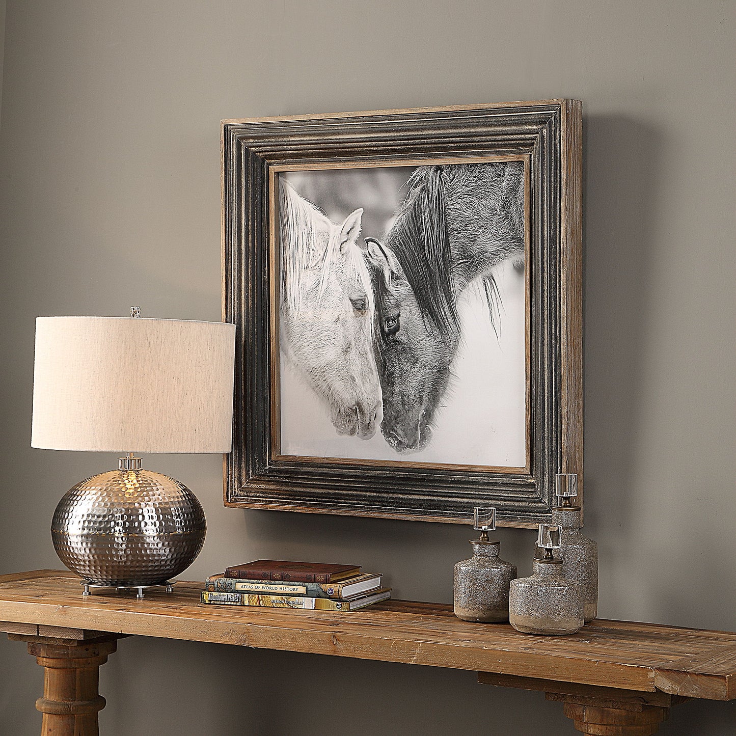 Custom Black And White Horses - Print - Dark Brown