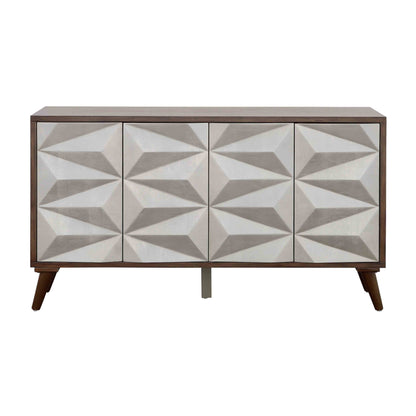 Mt.Rainier - Four Door Credenza - Brown / Silver