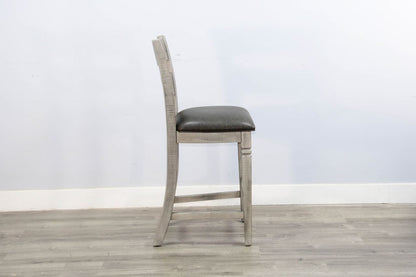 Alpine - Bar Ladderback Barstool, Cushion Seat (Set of 2) - Gray